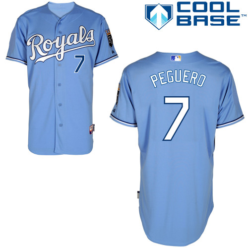 Carlos Peguero #7 MLB Jersey-Kansas City Royals Men's Authentic Alternate 1 Blue Cool Base Baseball Jersey